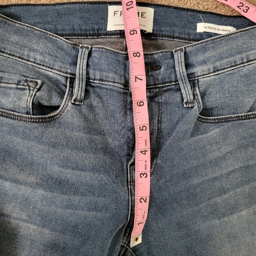 FRAME Le Skinny de Jeanne with Raw Hem in Gifford Blue Jeans Size 25 - Picture 9 of 13